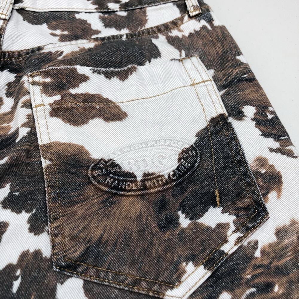 BDG Urban Outfitters Jaya Baggy Cow Print Wide Leg Jeans Low Rise Y2K 26x32 - Picture 13 of 14